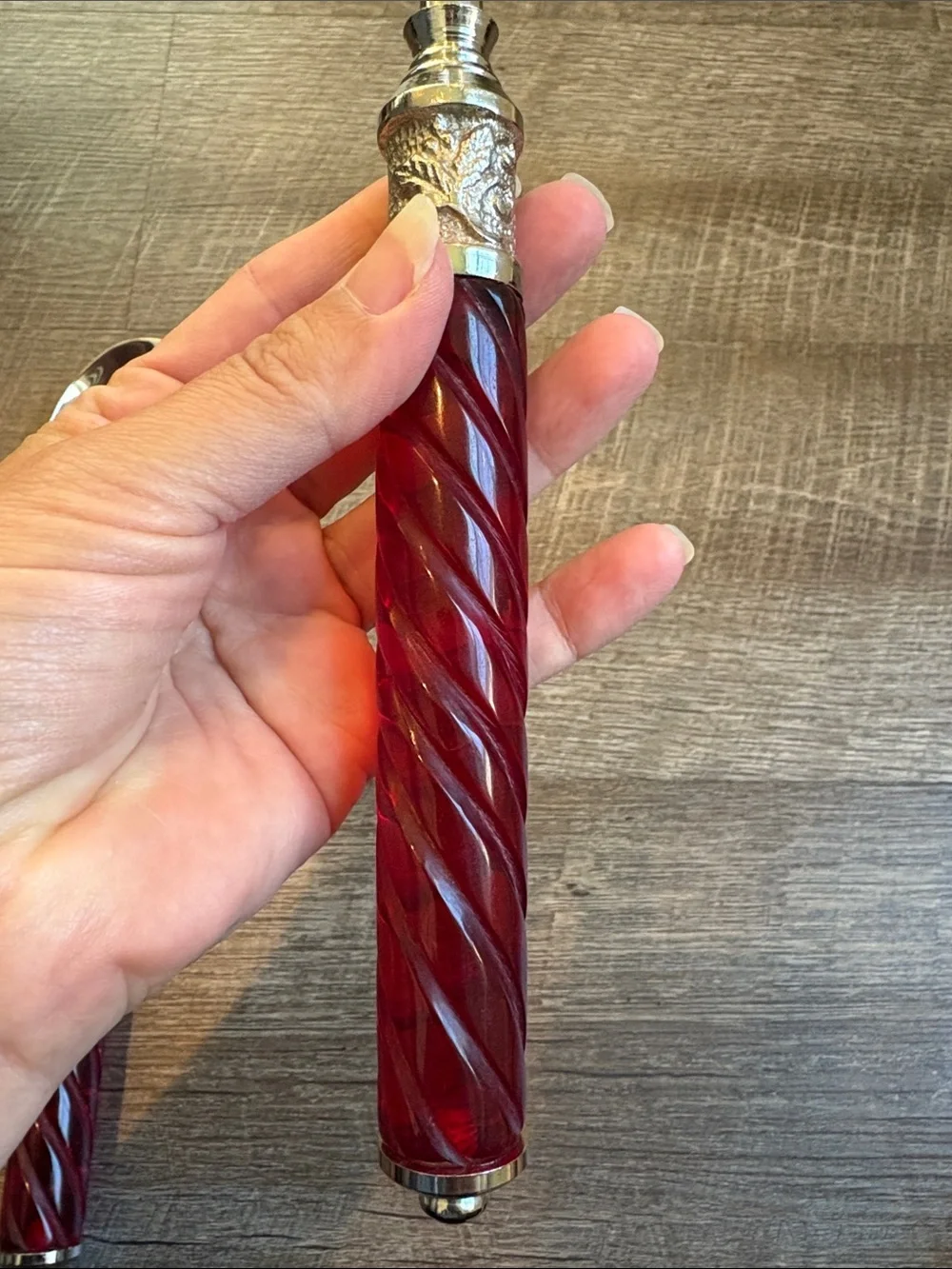 Lenox Holiday Jewel 2-Piece Serving Spoons Stainless Steel Red Spiral Handle